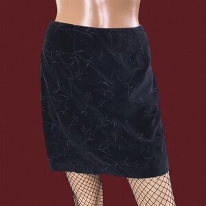 J.Crew black velvet floral embroidered mini skirt